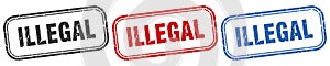 illegal square isolated sign set. illegal stamp.