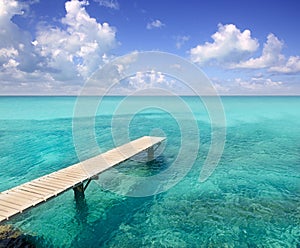 Illeta wooden pier turquoise sea Formentera