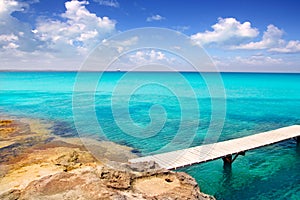 Illeta wooden pier turquoise sea Formentera