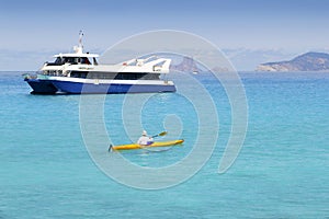 Illetas turquoise sea kayak Formentera boat photo