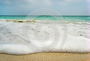 Illetes Formentera East tanga beach with tropical turquoise Mediterranean sea photo