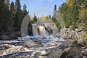 Illgen Falls on Minnesota`s north shore during autumn