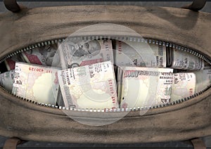 Illicit Cash In A Brown Duffel Bag