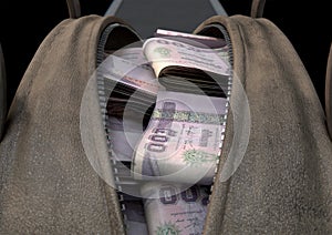 Illicit Cash In A Brown Duffel Bag