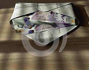 Illicit Pound Banknotes In Envelope