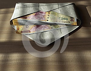 Illicit Rupee Banknotes In Envelope
