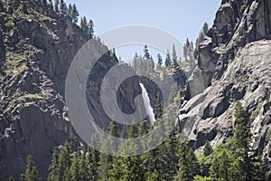 Illilouette Falls in granite gorge, Yosemite, California