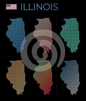 Illinois dotted map set.