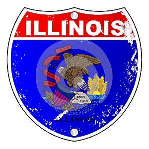 Illinois Flag Icons As Interstate Sign