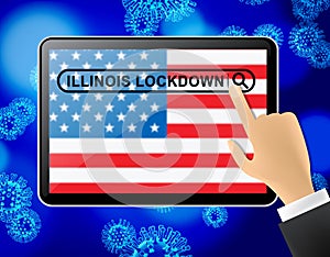Illinois lockdown news means curfew from coronavirus covid19 - 3d Illustration