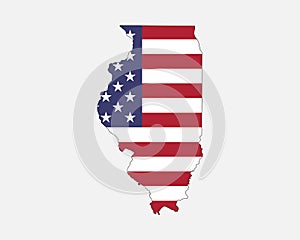 Illinois Map on American Flag. IL, USA State Map on US Flag. EPS Vector Graphic Clipart Icon