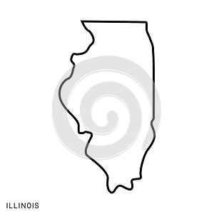 Illinois Map Outline Vector Design Template. Editable Stroke