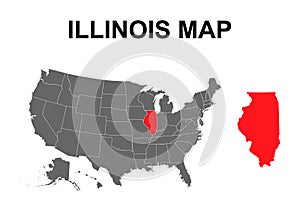 Illinois map shape, united states of america. Flat concept icon symbol vector illustration