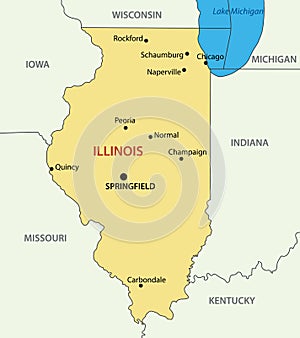 Illinois - map state of USA - vector photo