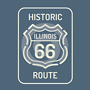 Illinois route 66 sign. Vector illustration decorative design