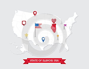 Illinois State map highlighted on USA map