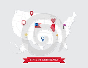 Illinois State map highlighted on USA map