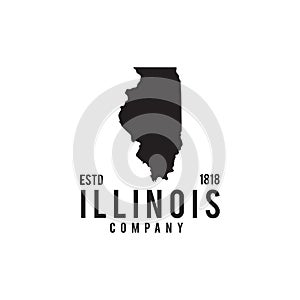 Illinois state map outline logo design
