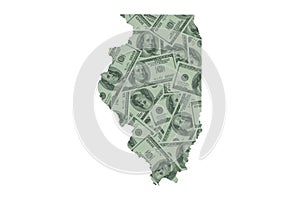 Illinois State Map and United States Money, Hundred Dollar Bills