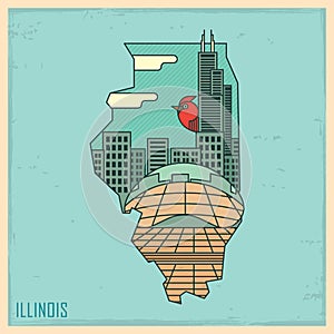 illinois state map. Vector illustration decorative design