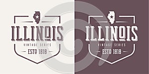 Illinois state textured vintage vector t-shirt and apparel design, typography, print, logo, poster. photo