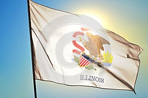 Illinois state of United States flag waving on the wind