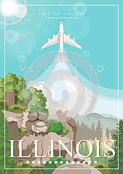 Illinois vector banner. Land of Lincoln. US state. United States of America.