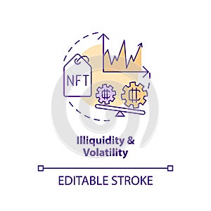 Illiquidity and volatility concept icon