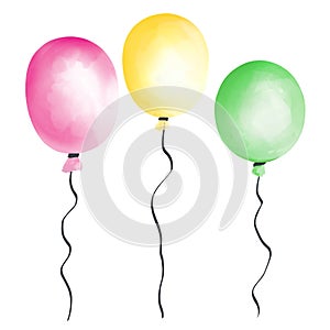 Illistration. Carnaval baloons with clipping path. Bitmap