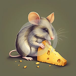 Illistration of a mouse eating cheese