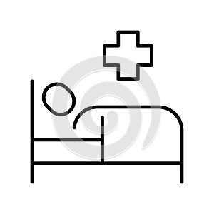 Illness patient lying on bed hospital treatment icon vector medical aid care support help service