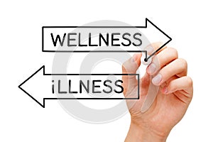 Illness Or Wellness Opposite Arrows Concept