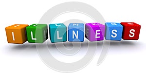 Illness word block on white