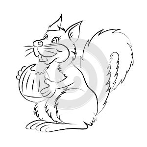 Illstration of the cheerful and smiling the character squirrel