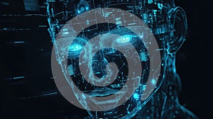 illumation illuminated robotic face in schematic design