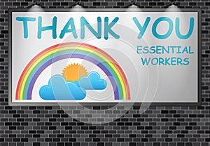 Illuminated advertising billboard thank you essential workers