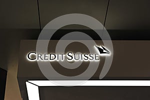 Illuminated advertising for Credit Suisse Bank