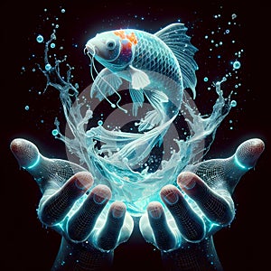 Illuminated Aquatic Encounter - AI generated image