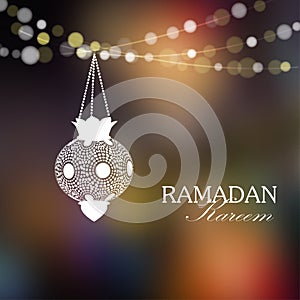 Illuminated arabic lantern, Ramadan card