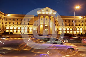 Illuminated architecture along Prospekt Nezavisimosti - Independence Avenue in Minsk photo