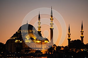 Illuminated Ayia Sofia in the evening