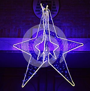 Illuminated blue Christmas star