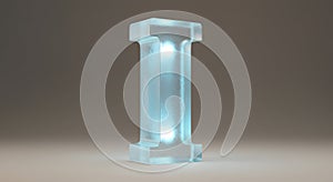Glowing Ice Letter I - 3D Render
