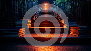 Illuminated Book Staircase Night Path Knowledge