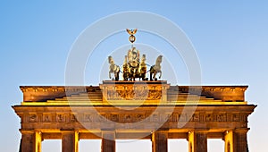 Illuminated Brandenburg Gate quadriga photo
