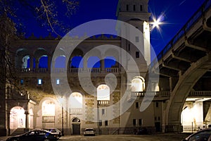 Illuminated bridge arches (Warsaw/Poland)