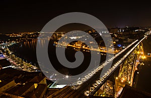 Illuminated bridge in Porto