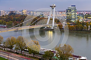 Illuminated bridge SNP over Danube