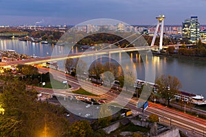 Illuminated bridge SNP over Danube