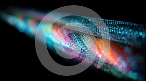 Illuminated cable surface revealing detailed texture during nanocoating application